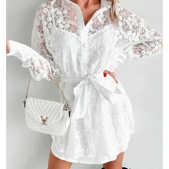 Slice Of Heaven Lace Shirt Dress - Picture 1 of 3